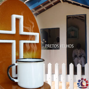 Mini Altar / Oratório Preto Velho - Imbuia