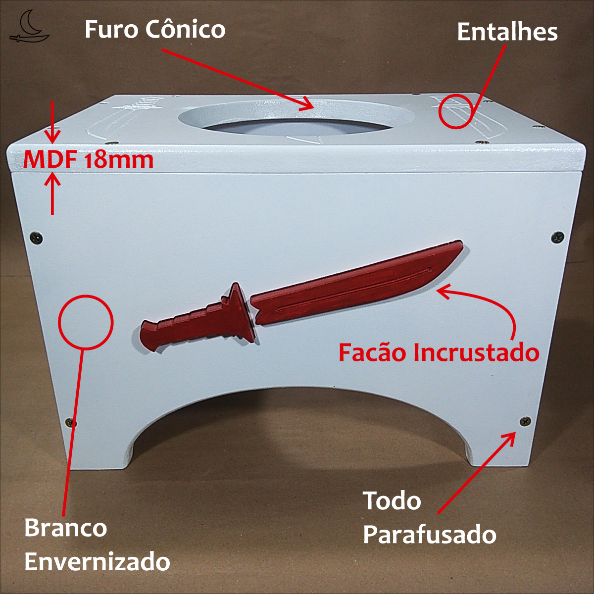 Banco Suporte para Atabaque Ogum - Branco - Imagem 2