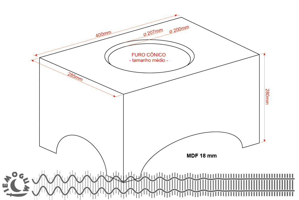 Banco Suporte para Atabaque Ogum - Trilho - MDF cru - Imagem 8