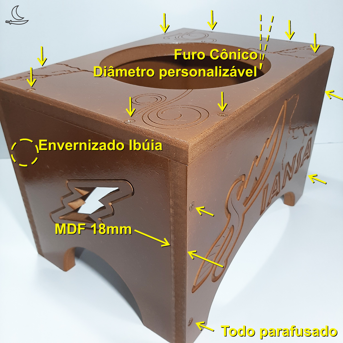 Banco Suporte para Atabaque Iansã - Imbúia - Imagem 3