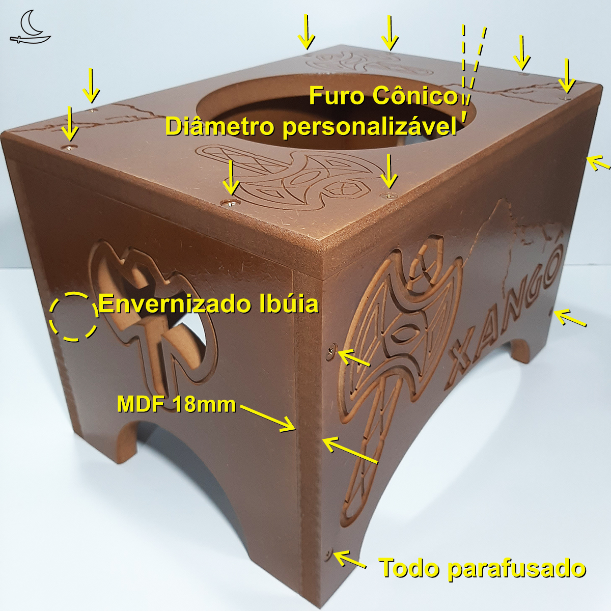 Banco Suporte para Atabaque Rei Xangô - Imagem 2