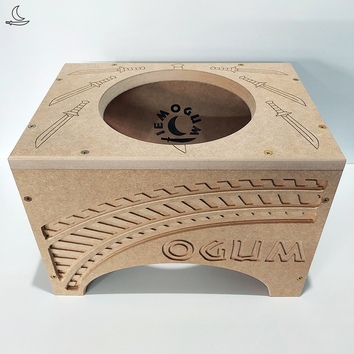 Banco Suporte para Atabaque Ogum - Trilho - MDF cru