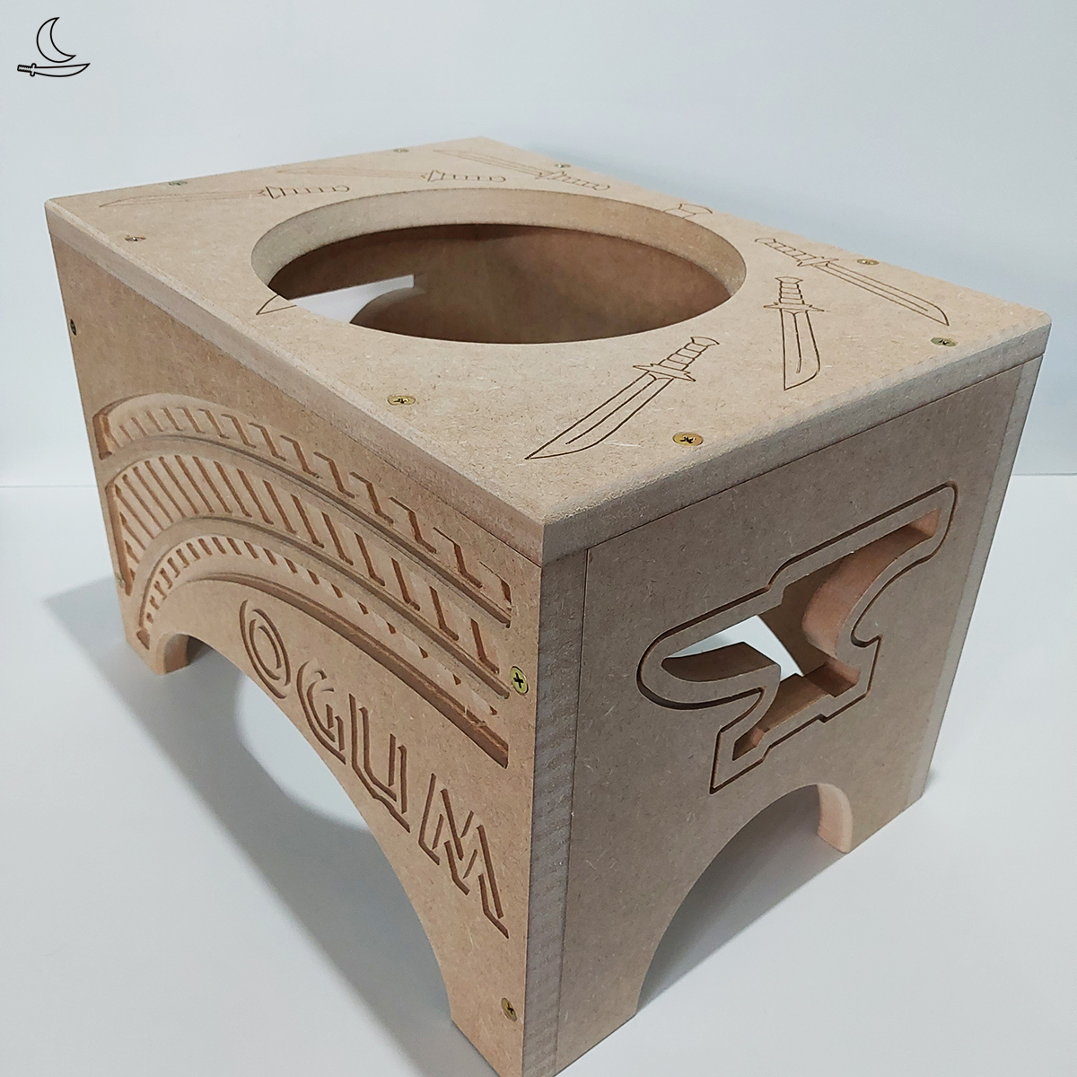 Banco Suporte para Atabaque Ogum - Trilho - MDF cru - Imagem 2