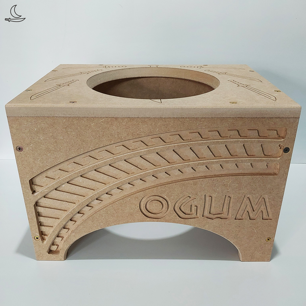 Banco Suporte para Atabaque Ogum - Trilho - MDF cru - Imagem 3